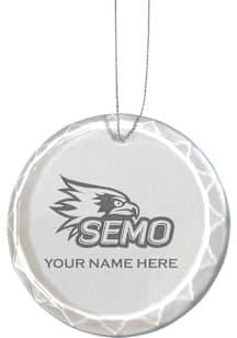 Southeast Missouri State Redhawks Personalized Etched Glass Ornament - White