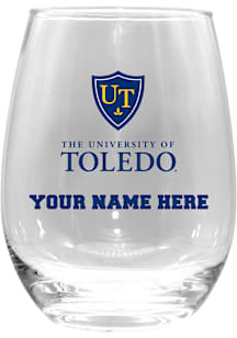 Toledo Rockets Personalized 15oz Stemless Wine Glass - White