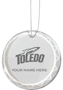Toledo Rockets Personalized Etched Glass Ornament - White