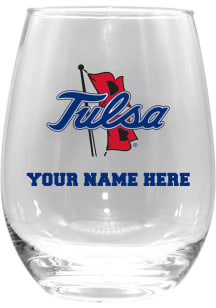 Tulsa Golden Hurricane Personalized 15oz Stemless Wine Glass