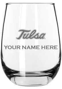 Tulsa Golden Hurricane Personalized Etched 15oz Stemless Wine Glass