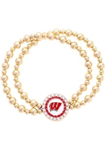 Wisconsin Badgers Disc Bead Stretch Womens Bracelet