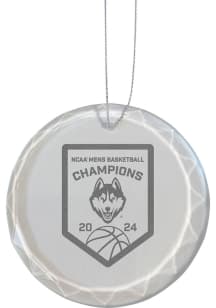 UConn Huskies 2024 NCAA Mens National Champs Etched Glass Ornament