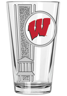 Red Wisconsin Badgers 16oz Etched Decal Pint Glass