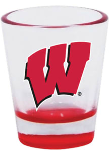Wisconsin Badgers team color on bottom of glass Shot Glass