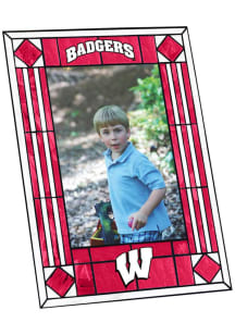 Red Wisconsin Badgers 4x6 Art Glass Vertical Picture Frame