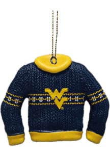 West Virginia Mountaineers Ugly Sweater Ornament - Gold