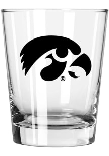 Yellow Iowa Hawkeyes 15 oz Full Color Logo Rock Glass