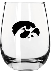 Black Iowa Hawkeyes 15 oz Color Logo Stemless Wine Glass