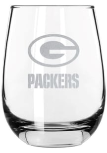 Green Bay Packers 15 oz Etched Logo Stemless Wine Glass