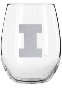 Orange Illinois Fighting Illini 15 oz Etched Logo Stemless Wine Glass