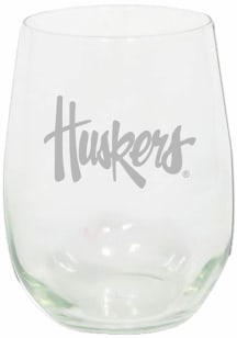 Red Nebraska Cornhuskers 15 oz Etched Logo Stemless Wine Glass