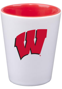 White Wisconsin Badgers 2 oz Ceramic Shot Glass