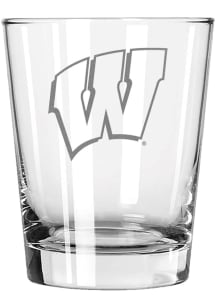 Wisconsin Badgers 15oz Etched Logo Rock Glass