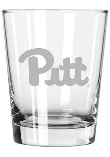 White Pitt Panthers 15oz Etched Rock Glass