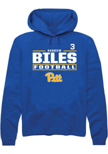 Rasheem Biles Rally Mens Blue Pitt Panthers NIL Stacked Box Player Hood