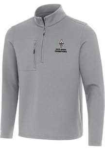 Antigua Las Vegas Aces Mens Ash 2025 WNBA Finals Champions Insider Long Sleeve Qtr Zip Pullover
