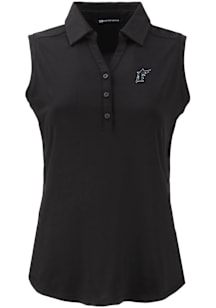 Cutter and Buck Miami Marlins Womens Black Cooperstown  Forge Eco Polo Shirt