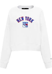 Pro Standard New York Rangers Womens White Classic Chenille Crew Sweatshirt