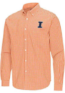Mens Illinois Fighting Illini Orange Antigua Ellis Long Sleeve Dress Shirt