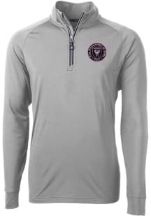 Cutter and Buck Inter Miami CF Mens Grey Adapt Eco Knit Long Sleeve Qtr Zip Pullover