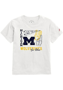 Youth White Michigan Wolverines Logo Collage Short Sleeve T-Shirt