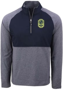 Cutter and Buck Nashville SC Mens Navy Blue Adapt Eco Hybrid Long Sleeve Qtr Zip Pullover