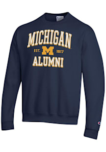 Champion Michigan Wolverines Mens Navy Blue Est Alumni Powerblend Long Sleeve Crew Sweatshirt