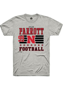 Dylan Parrott Ash Nebraska Cornhuskers NIL Striped Short Sleeve T Shirt