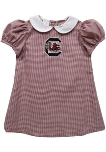 Vive La Fete South Carolina Gamecocks Toddler Girls Red Gingham Collar Short Sleeve Dress