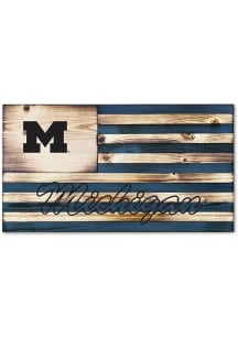 Jardine Associates Michigan Wolverines Wood Etched Flag Sign