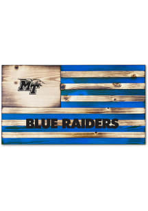 Jardine Associates Middle Tennessee Blue Raiders Wood Etched Flag Sign