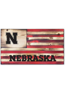 Jardine Associates Nebraska Cornhuskers Wood Etched Flag Sign