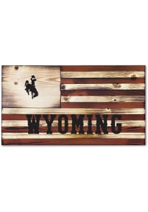 Jardine Associates Wyoming Cowboys Wood Etched Flag Sign