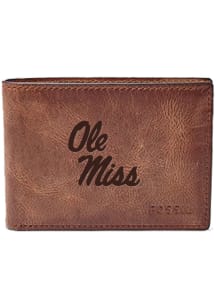 Ole Miss Rebels Fossil Front Pocket Mens Bifold Wallet