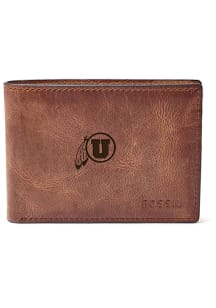 Utah Utes Fossil Front Pocket Mens Bifold Wallet