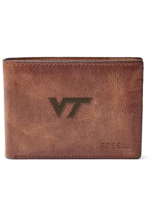 Virginia Tech Hokies Fossil Front Pocket Mens Bifold Wallet