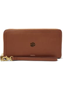 Clemson Tigers Fossil Leather Zip Around Womens Wallets
