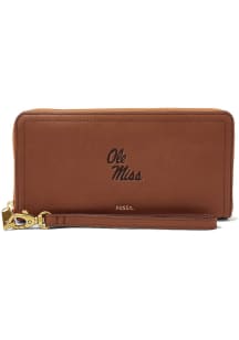 Ole Miss Rebels Fossil Leather Zip Around Womens Wallets