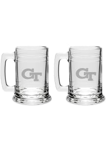 GA Tech Yellow Jackets Hand Etched Crystal 15oz Colonial Tankard Set Stein