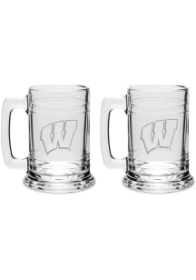 Wisconsin Badgers Hand Etched Crystal 15oz Colonial Tankard Set Stein
