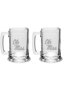 Ole Miss Rebels Hand Etched Crystal 15oz Colonial Tankard Set Stein