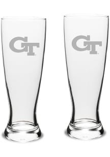 GA Tech Yellow Jackets Hand Etched Crystal 23oz Set Pilsner Glass