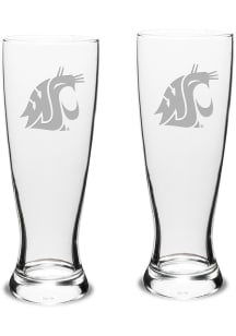 Washington State Cougars Hand Etched Crystal 23oz Set Pilsner Glass