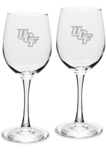 UCF Knights Hand Etched Crystal 12oz Set Wine Glass