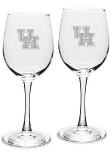 Houston Cougars Hand Etched Crystal 12oz Set Wine Glass