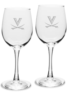 Virginia Cavaliers Hand Etched Crystal 12oz Set Wine Glass