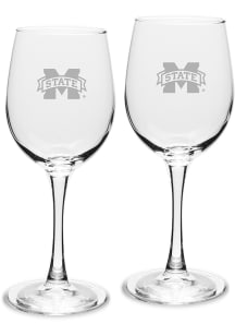 Mississippi State Bulldogs Hand Etched Crystal 12oz Set Wine Glass