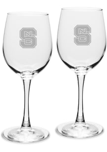 NC State Wolfpack Hand Etched Crystal 12oz Set Wine Glass