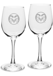 Colorado State Rams Hand Etched Crystal 12oz Set Wine Glass